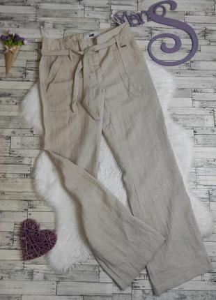 Женские льняные брюки rykowski бежевого цвета с карманами с поясом размер 46 м 381 фото