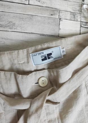 Женские льняные брюки rykowski бежевого цвета с карманами с поясом размер 46 м 386 фото