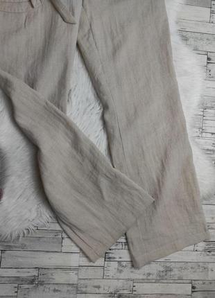 Женские льняные брюки rykowski бежевого цвета с карманами с поясом размер 46 м 383 фото