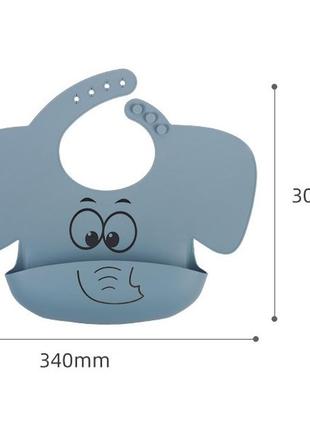 Слюнявчик силиконовый с карманом слоник фиолетовый sbs-y02