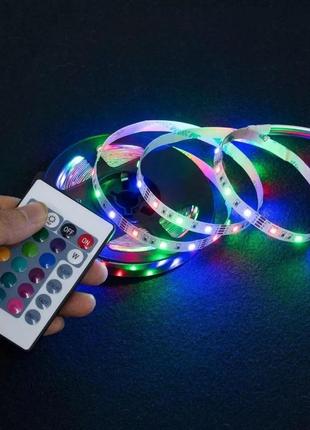 Светодиодная лента влагозащита  5050 rgb led 5м ip65 с пультом  подсветка для дома лед лента3 фото