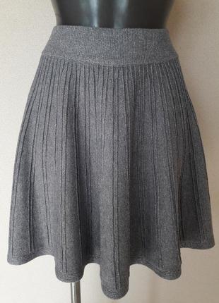 Эффектная,нарядная люрексовая плиссированная юбка-мини в рубчик1 фото