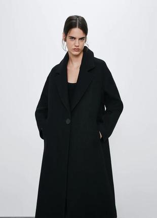 Шерстяное пальто, цвет чёрный zara