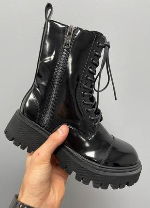 Balenciaga tractor lacquer premium лаковые ботинки баленсиага