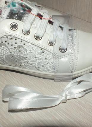 Нежные белые ажурные кроссовки кеды asso 30р 19 см2 фото
