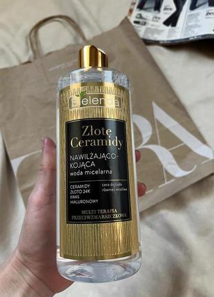 Міцелярна вода з керамідами золота , з гіалуронкой від bielenda  500 мл