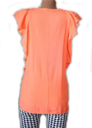 Блуза рубашка топ с боковыми воланами шифон жатка персиковая3 фото