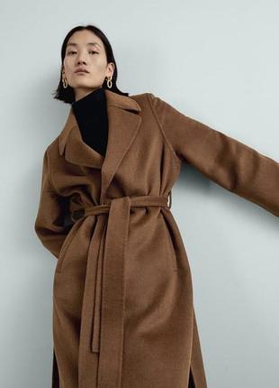 Шерстяное пальто zara hand made