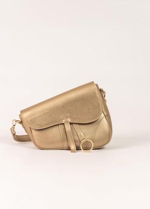 Золотистая маленькая сумка седло молодежная модная летняя мини сумочка клатч через плечо кросс боди