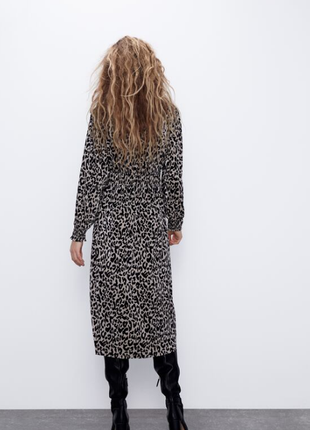 Плотное платье плиссе в леопардовый принт zara4 фото