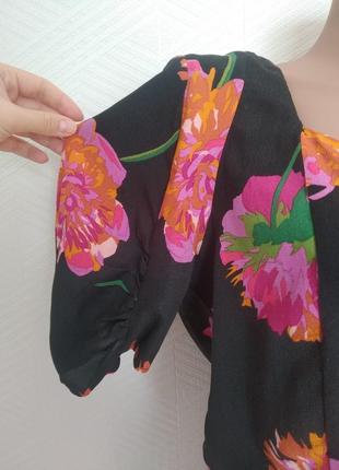 Чорна квіткова блуза zara trf5 фото