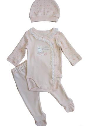 Набор 3-ка персиковый для девочки "little princess" (56 см.)  bebessi 2125000790671