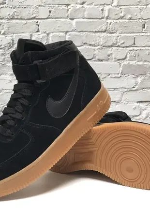 ❄️ зимові чоловічі кросівки кеди nike air force black gum з хутром❄️7 фото