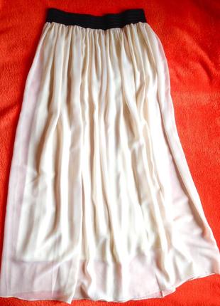 Шифоновая длинная юбка цвета шампанского