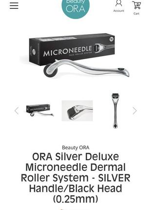 Мезоролер з мікроголками (0.25mm) ora silver deluxe microneedle dermal roller system (ролик стерильно упакований, запечатаний у слюді)2 фото