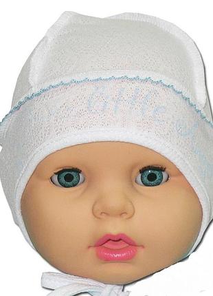 Шапочка *янголятко* з блакитний крошетой р. 42