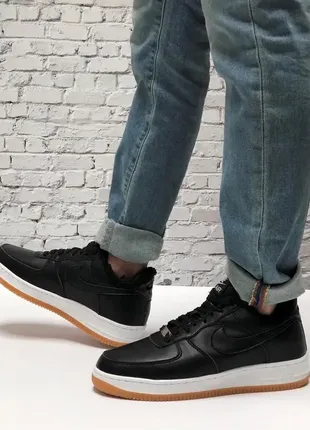 🖤❄️ зимові чоловічі кросівки кеди nike air force black з хутром найк 🖤❄️5 фото