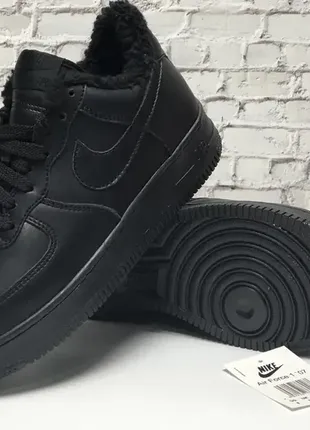 ❄️🖤 кросівки кеди 🖤❄️ на зиму nike air force black з хутром чоловічі жіночі2 фото