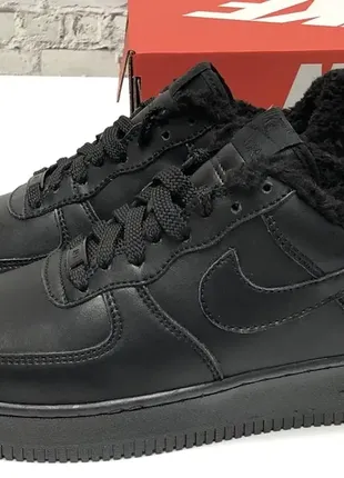 ❄️🖤 кросівки кеди 🖤❄️ на зиму nike air force black з хутром чоловічі жіночі6 фото