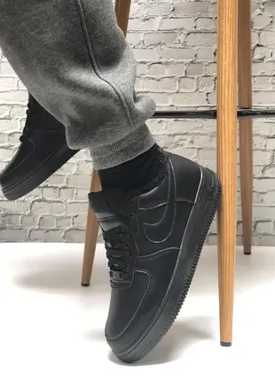 ❄️🖤 кросівки кеди 🖤❄️ на зиму nike air force black з хутром чоловічі жіночі8 фото