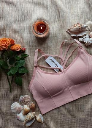 Стильний топ з портупеєю, топ для грудей с, топік з поролоновими вставками, щільний топ