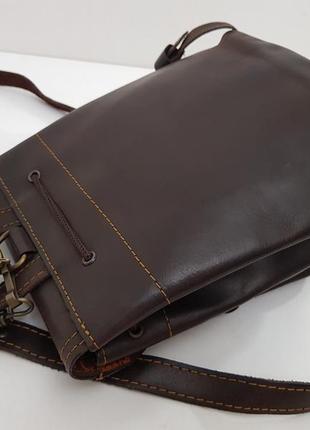 Аккуратный породистый рюкзак из воловьей кожи шоколадного цвета италия5 фото