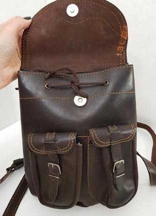 Аккуратный породистый рюкзак из воловьей кожи шоколадного цвета италия6 фото