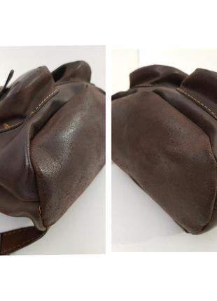 Аккуратный породистый рюкзак из воловьей кожи шоколадного цвета италия9 фото