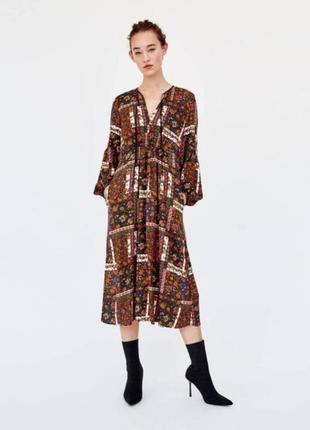 💯%віскозне плаття міді довго zara довгий рукав
