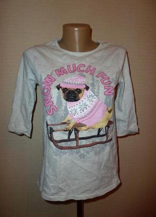 Новогодний свитшот, реглан на 13-14 лет george с мопсом, бульдогом