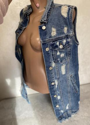 Джинсовая джинсова безпукавка жилетка7 фото