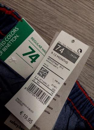 Джинсові штани/джинси/штани benetton на дівчинку 74 см/9-12 міс.3 фото
