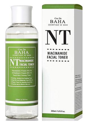 Тонер для проблемної шкіри із ніацинамідом cos de baha nt niacinamide toner, 200 мл.