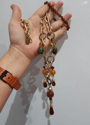 Ожерелье ланцюг з підвісками, скло,люцит,jacqueline ferrar3 фото