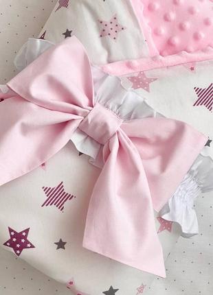 Плед-конверт с одеялом детский маленькая соня stars серо - розовый 100х804 фото