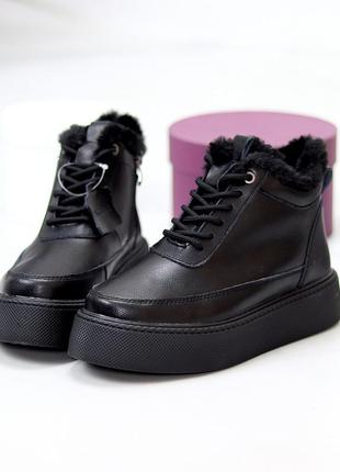 Спортивные ботинки "sweet", черный, натуральная кожа, зима3 фото