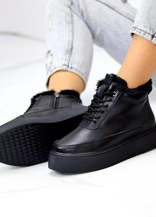 Спортивные ботинки "sweet", черный, натуральная кожа, зима6 фото
