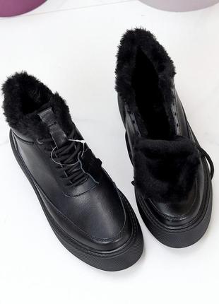 Спортивные ботинки "sweet", черный, натуральная кожа, зима5 фото