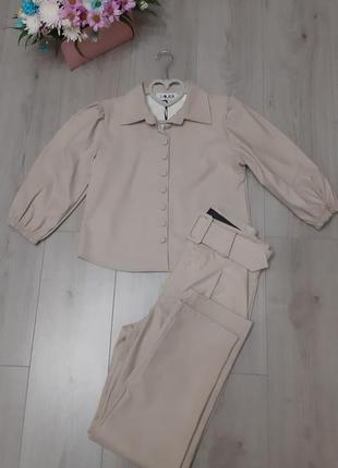 Пиджак и брюки из эко кожи италия коллекция 2022