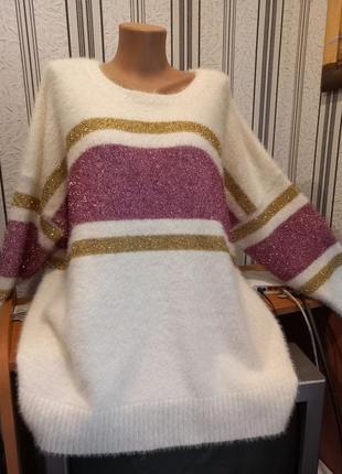 Теплый пушистый свитер 64-68р