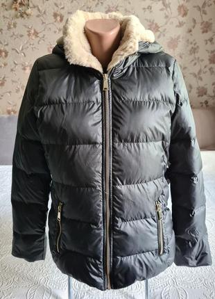 Женский пуховик zara  c поясом как massimo dutti3 фото
