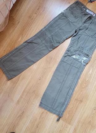 Натуральні котонові мілітарі хакі прямі штани/джинси 30р