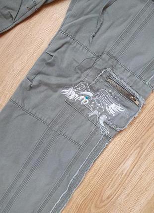 Натуральні котонові мілітарі хакі прямі штани/джинси 30р2 фото