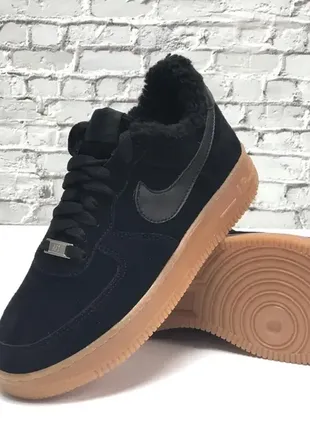 ❄️ зимові чоловічі кросівки кеди nike air force black хутро найк ❄️2 фото