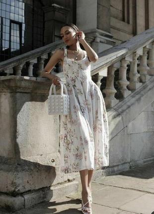 Платье сарафан цветочный принт из натуральной ткани льна и лиоцелла h&m x brock collection3 фото