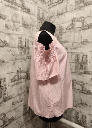 Рожева пудрова блуза в полоску з гарними рукавчиками2 фото