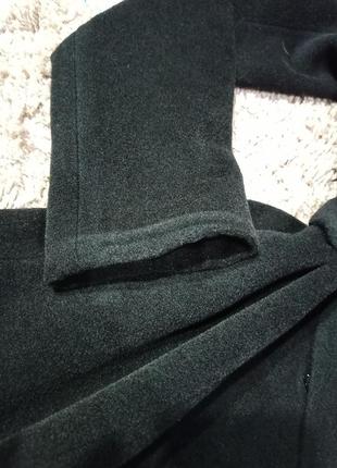 Чорне класичне вовняне пальто під пояс3 фото
