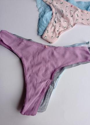 Victoria´s victorias secret виктория набор сикрет трусики стринги 5-pack cotton thong panties5 фото