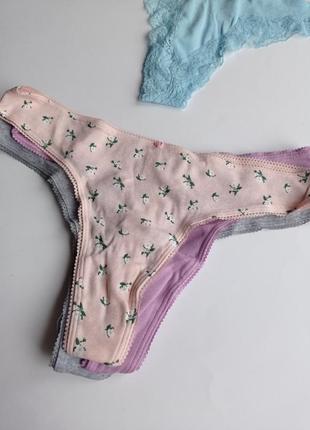 Victoria´s victorias secret виктория набор сикрет трусики стринги 5-pack cotton thong panties6 фото