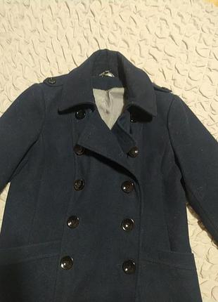 Класичне двубортне синє пальто, 12-14 р2 фото